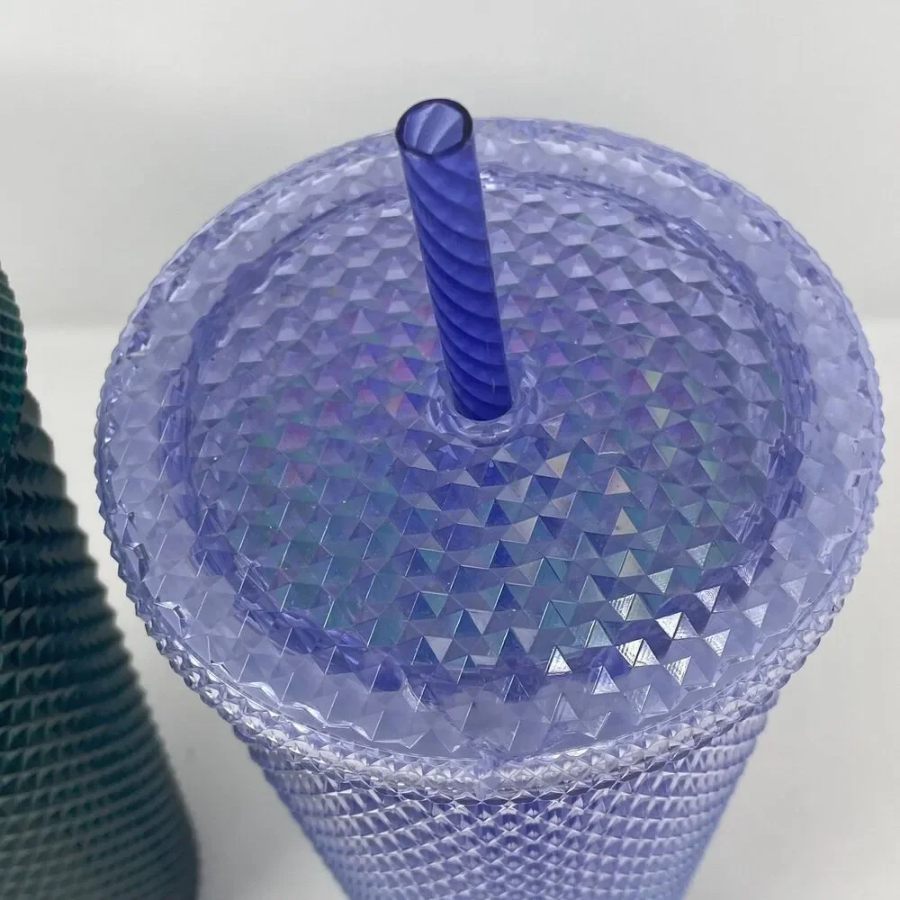 Lot of 2‎ Starbucks Studded Jeweled Tumblers - Purple Iridescent & Emerald Green